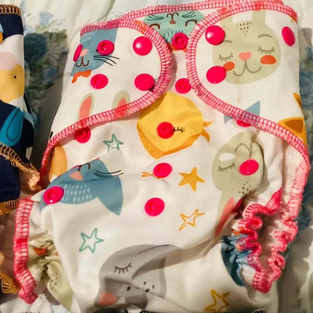 B-Genes Fluff Butt Reusable Adjustable Cloth Diapers Set of 4
